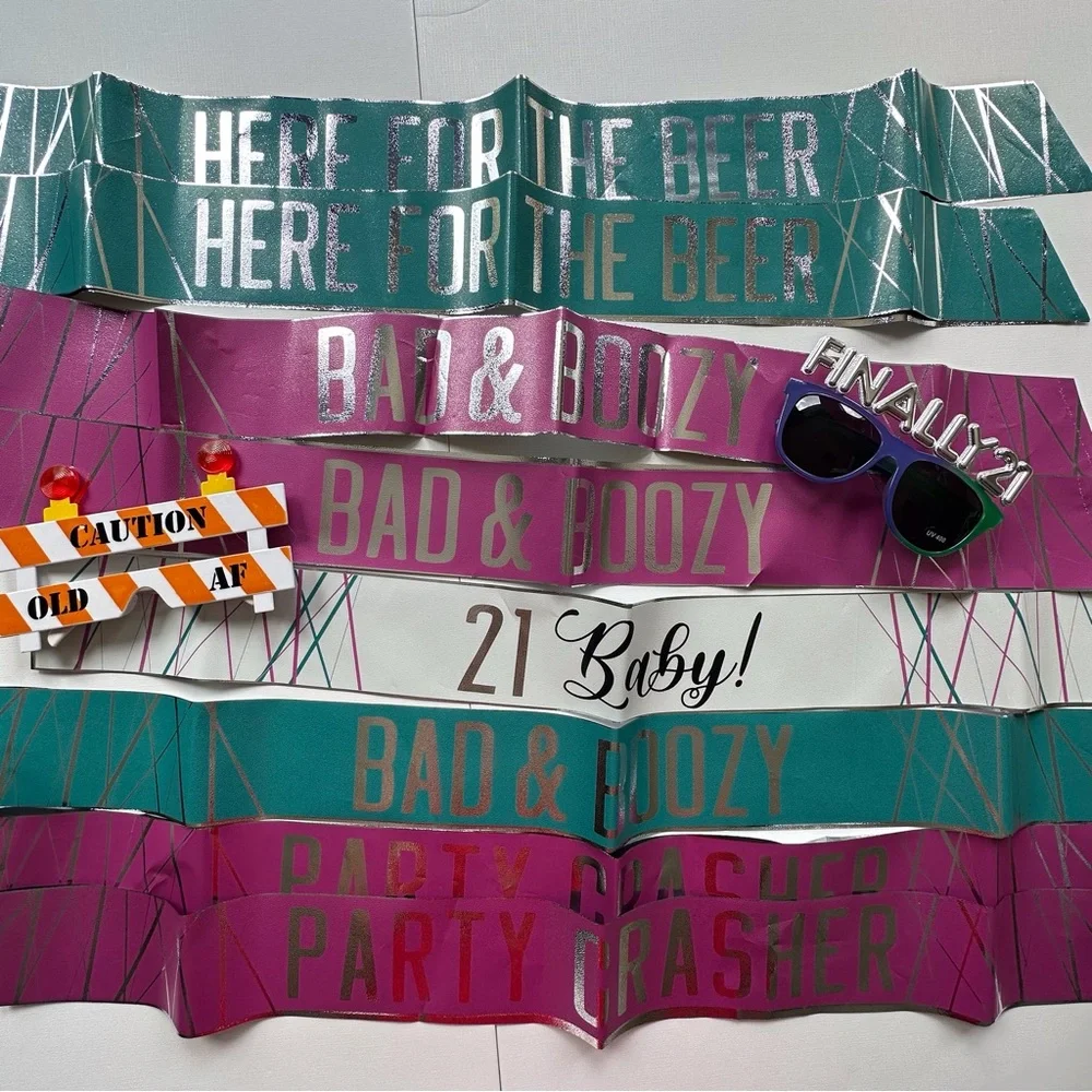 21st Birthday Party Sashes and Accessories Set -‎ Multicolor